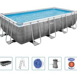Best Pool Power Steel med tillbehör rektangulär 488x244x122 cm Pooler