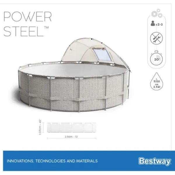 Sale Power Steel 396 x 107 cm m/Baldakin, pump, stege m.m. Pooler
