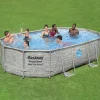 Bestway Power Steel Poolset 488x305x107 cm - Korrosionsbeständig | Färg: Grå | Storlek: 488x305x107 cm