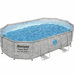 Bestway Power Steel Poolset 488x305x107 cm - Korrosionsbeständig | Färg: Grå | Storlek: 488x305x107 cm