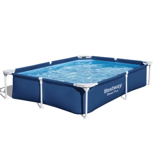 Bestway Rectangular Steel Pro Swimming Pool - 221 x 150 x 43 cm - Blå - Ingår Tillbehör CB1