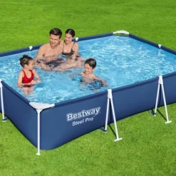 Rectangular Steel Pro Swimming Pool - 300 x 201 x 66 cm - Blå - Inklusive Tillbehör - CB12 Pooler