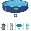 Discount Round Steel Pro Swimming Pool - 396 x 84 cm - Blå - Inklusive Tillbehör - CB53 Pooler