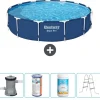 New Round Steel Pro Swimming Pool - 396 x 84 cm - Blå - Inklusive Tillbehör - CB60 Pooler