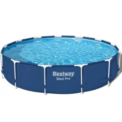 New Round Steel Pro Swimming Pool - 396 x 84 cm - Blå - Inklusive Tillbehör - CB60 Pooler