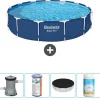 Online Round Steel Pro Swimming Pool - 396 x 84 cm - Blå - Inklusive Tillbehör - CB51 Pooler