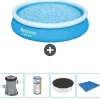 Bestway Round Uppblåsbar Fast Set Pool - 366 x 76 cm - Blå - Inklusive Tillbehör - CB52