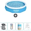 New Round Uppblåsbar Fast Set Pool - 305 x 66 cm - Blå - Inklusive Tillbehör - CB60 Pooler