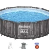 New Steel Pro MAX Frame Pool 366x100cm Stone m/pump, stege Pooler