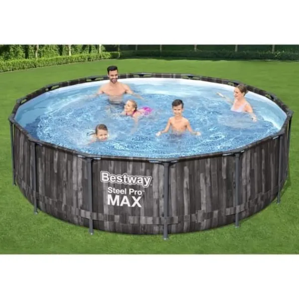 Steel Pro Max™ Tubular Above Ground Pool Kit - 427 x 107 cm - Rund (Levereras med filtreringspump, stege) Pooler