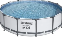 New Bestway Steel Pro Max 457x122 cm Rund poolset över mark med pump, stege och lock Pooler