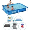 Online Steel Pro rektangulär 221x150x43 cm - 6-delad - Swimming Pool Combi Deal Pooler