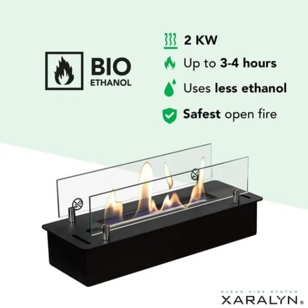 Discount Bioetanolbrännare S med inbyggd profil - Svart - säker och enkel installation - 2 KW värme Öppna Spisar