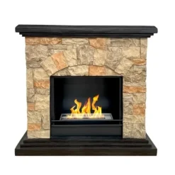 Biogasanläggning - DIVINA FIRE - Belluno - Falsk sten effekt - 105x38x100 cm - Ekologisk