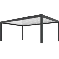 New BIOKLIMATISK PERGOLA SOMMAR GRÅ 6X4 SJÄLVSTÅENDE MOTORDRIVEN + LED Valvbågar, Spaljéer, Bersåer & Pergolor