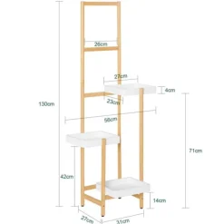 New Blomhylla i trä - Växtställ STR13-WN - Flerplanig - För 3 krukor - 31×130×27 cm - Montering krävs - Vit Växtställ