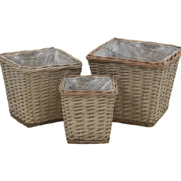 Clearance Blomlåda upphöjd 3 st korg med PE-foder Trädgårdskorgar
