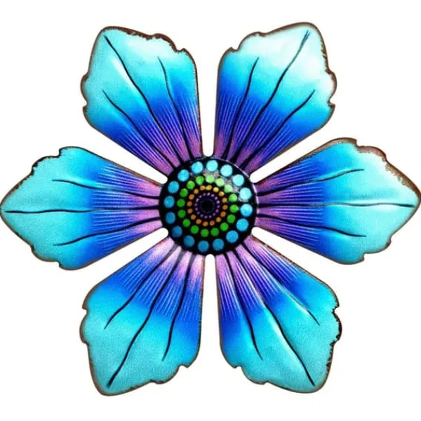 Blomma Metall Väggdekor Trädgård prydnad 15x15x0,8cm - Blå
