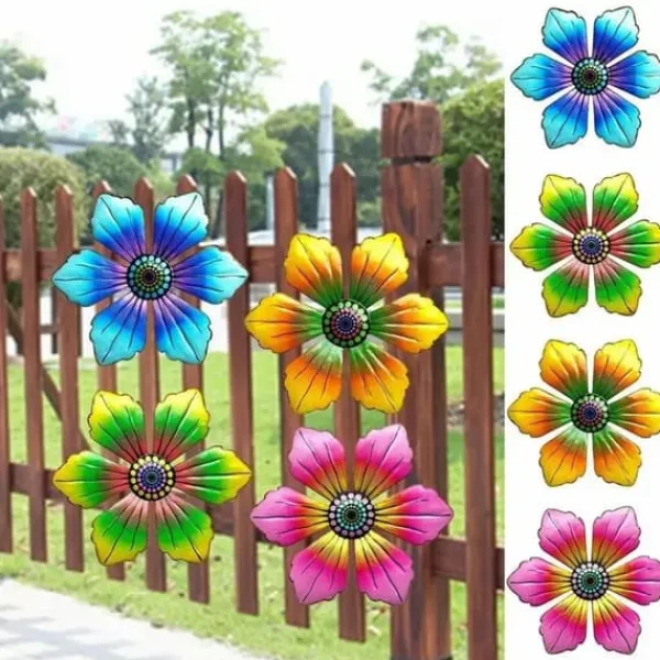 Blomma Metall Väggdekor Trädgård prydnad 15x15x0,8cm - Blå