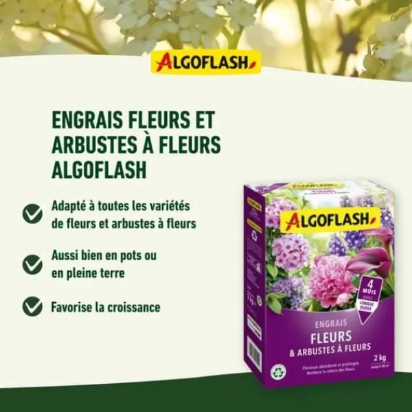 Discount Blommor och blommor gödselmedel - Algoflash Naturasol - 2 kg Gödningsmedel