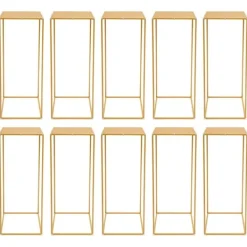 Online Blomsterställ för Bröllop - Rektangulär Geometrisk Metallställning - 10-Pack - 30×30×80 cm - Storlek L - Guld Blommor