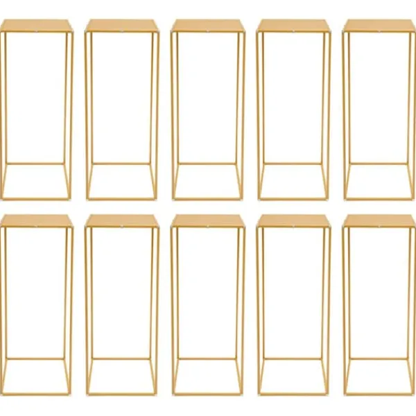 Online Blomsterställ för Bröllop - Rektangulär Geometrisk Metallställning - 10-Pack - 30×30×80 cm - Storlek L - Guld Blommor