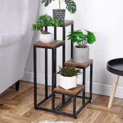 Best Blomsterställ i metall i 4 nivåer, ställ för krukor, växter och blommor Växtställ