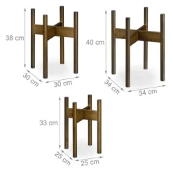 Clearance Blomsterställ set, 33x25x25 cm, 38x30x30 cm, 40x34x34 cm, Brun Växtställ