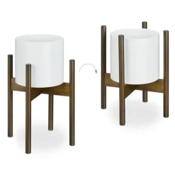 Clearance Blomsterställ set, 33x25x25 cm, 38x30x30 cm, 40x34x34 cm, Brun Växtställ
