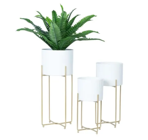 Sale Blomställ DEIA WHITE S 19,5x18xH37cm, vit/gyllene Krukor & Växtbehållare