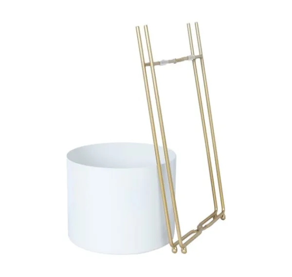 Sale Blomställ DEIA WHITE S 19,5x18xH37cm, vit/gyllene Krukor & Växtbehållare