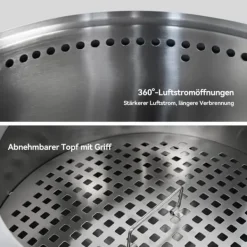 Sale Bålplats i rostfritt stål, portabel utomhuseldstad med askenhet, grillbålplats för vedeldning Öppna Spisar