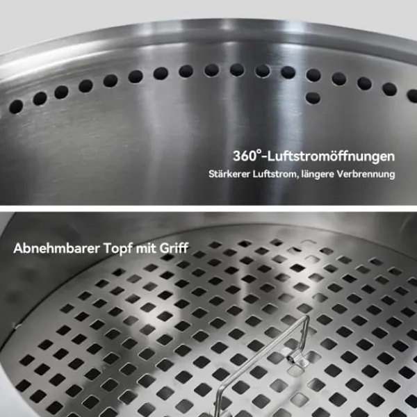 Sale Bålplats i rostfritt stål, portabel utomhuseldstad med askenhet, grillbålplats för vedeldning Öppna Spisar