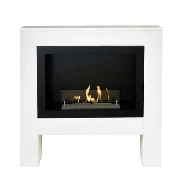 Outlet Bolea bio-etanol öppen spis - Vit MDF öppen spis surround - 1,5 KW värme Öppna Spisar