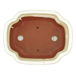 bonsai skål med fat storlek 4 - haitang i4 - ljus beige - l 26cm - b 20,5cm - h 8,5cm