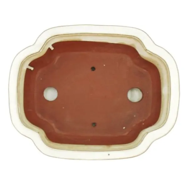 bonsai skål med fat storlek 4 - haitang i4 - ljus beige - l 26cm - b 20,5cm - h 8,5cm