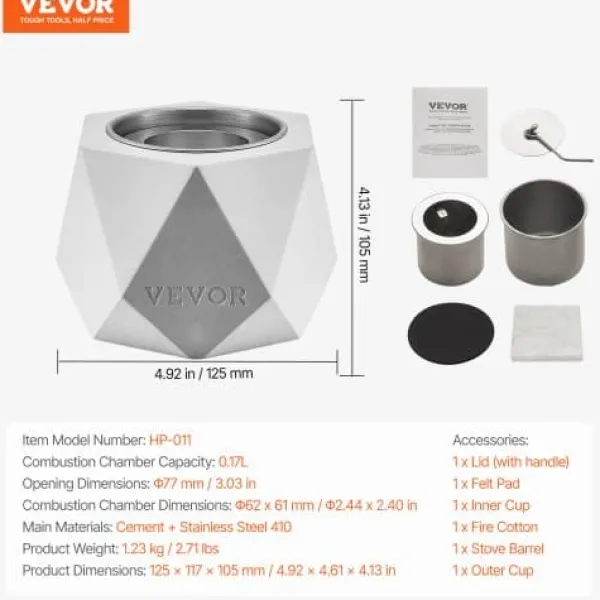 Bordeldstad, 12,5x11,7x10,5 cm, Ljusgrå, Betong
