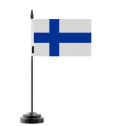 Bordflagga - Finland - 14 x 21 cm - Polyester - Plaststång - Tryck Framsidan/Baksidan Flaggor & Vindstrutar