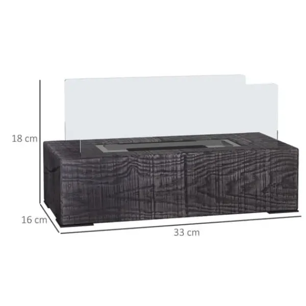 Best Bordsetanolkamin 0,15 L, portabel med trälook, rostfritt stål 33×16×18 cm Öppna Spisar