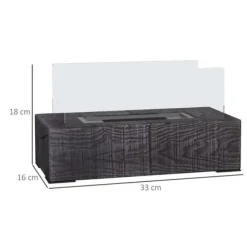 Online Bordsetanolkamin 0,15 L, portabel med trälook, rostfritt stål 33×16×18 cm Öppna Spisar