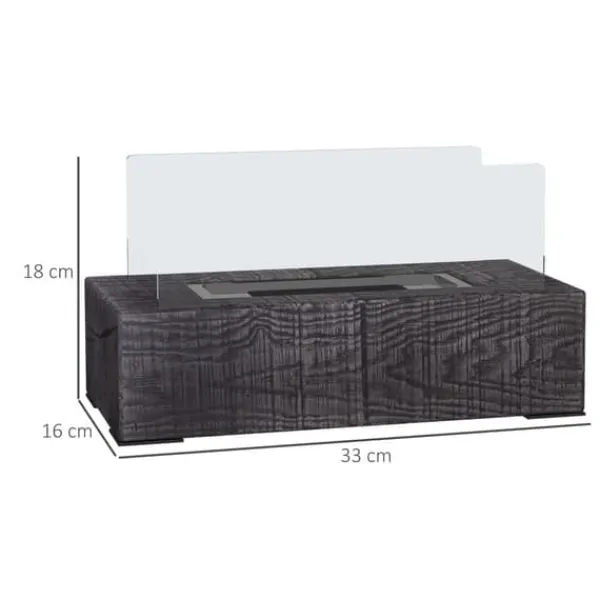 Online Bordsetanolkamin 0,15 L, portabel med trälook, rostfritt stål 33×16×18 cm Öppna Spisar