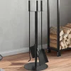 Online Brasverktygsset 4 delar - Hållbara stålverktyg för spisen | Storlek: 22x59 cm Tillbehör Till Vedeldade Kaminer & Öppna Spisar