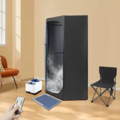 Discount Bärbar Dampsauna, Högkvalitativ Satinbomull, 1350W Dampsystem, Rymlig Tältdesign, Fällbar Stol Ingår, Stabil Konstruktion Bastu