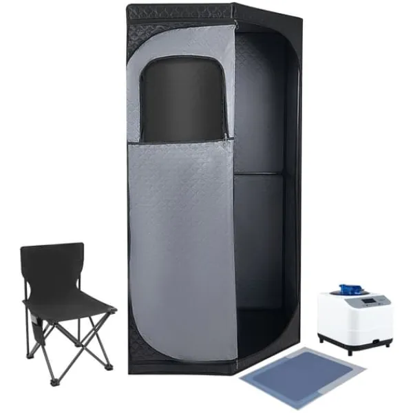 Discount Bärbar Dampsauna, Högkvalitativ Satinbomull, 1350W Dampsystem, Rymlig Tältdesign, Fällbar Stol Ingår, Stabil Konstruktion Bastu