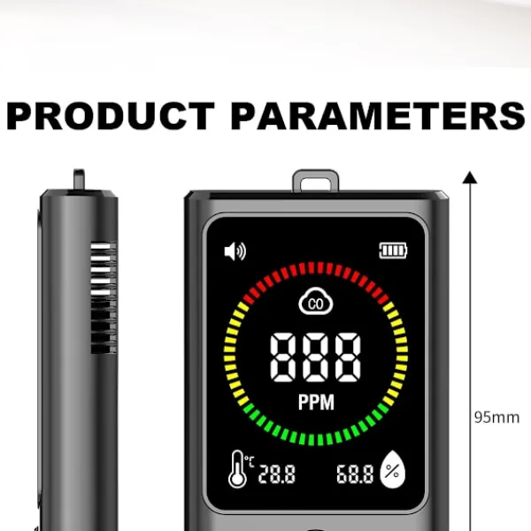 Online Bärbar kolmonoxiddetektor med elektrokemisk sensor för realtidsövervakning av CO, temperatur och luftfuktighet Rök- & Koloxiddetektorer
