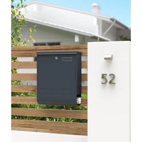 Outlet Brevinkast med tidningsfack, 35x12x42,5 cm, antracit Postlådor & Brevlådor