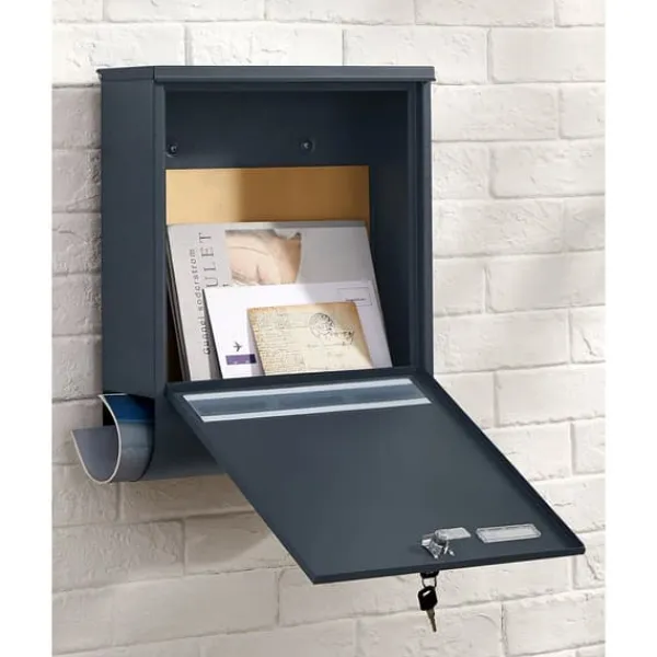 Outlet Brevinkast med tidningsfack, 35x12x42,5 cm, antracit Postlådor & Brevlådor