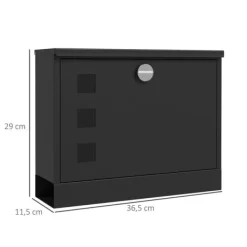 Brevinkastare, Metall, 36,5x11,5x29 cm, Svart