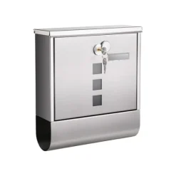 Brevlåda i silverfärgat rostfritt stål, 30,5 x 9,5 x 33,3 cm