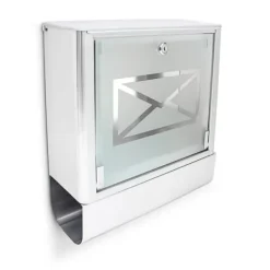 Brevlåda, rostfritt stål, 40x35x14 cm, silver